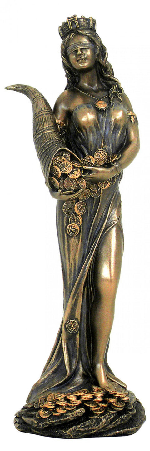 Fortuna Goddess Statue 18cm – Bronze Resin Figurine, Italian Made Gift