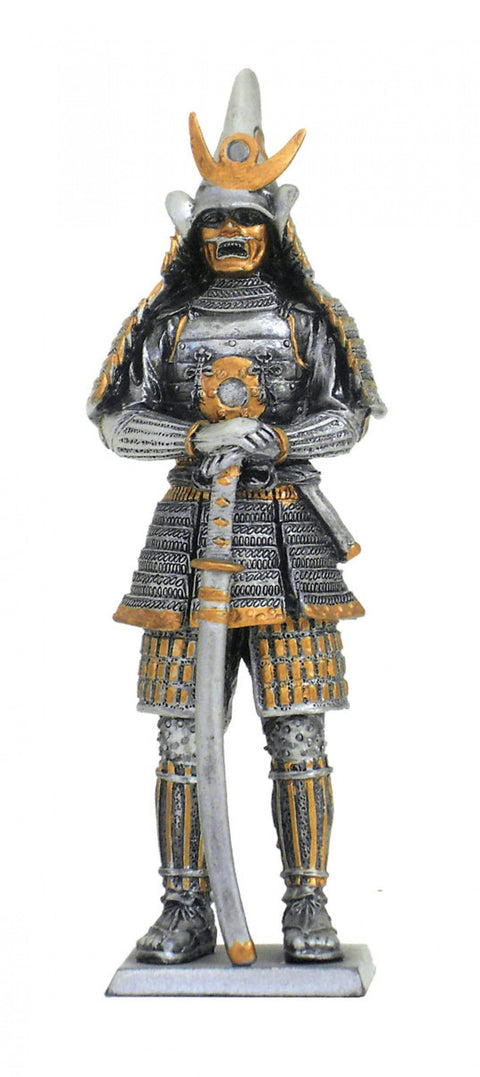 Collectible Hand-Painted Pewter Samurai Warrior Figurine, 12cm, Made in Italy