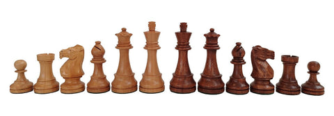 Weighted Acacia Chess Pieces, Hand-Carved Set, King 3.8in, Made in Italy