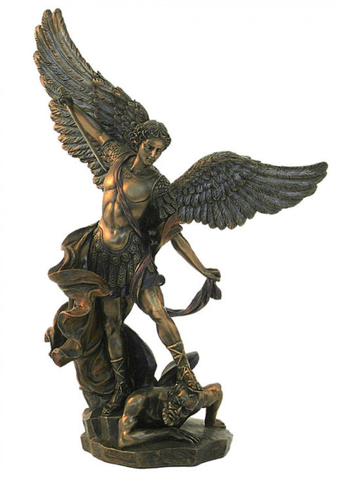 Large St. Michael the Archangel Statue, Bronze Resin, 37cm, Italy
