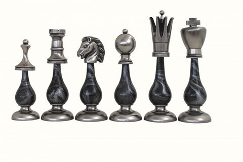 Luxury Large Brass & Wood Chess Pieces, Gold/Silver Plated, Italy, King 21cm