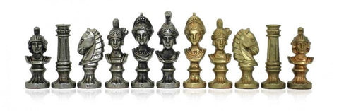 Roman Metal Chess Pieces Set, Gold & Silver Plated, Handmade, Italy, King 9.8 cm