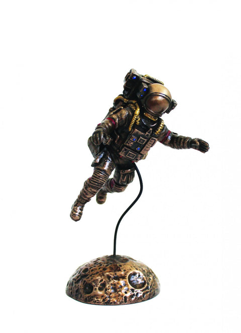 Apollo 11 Astronaut Statue, Bronze Resin, Handmade in Italy, 8x10x15cm Space Art