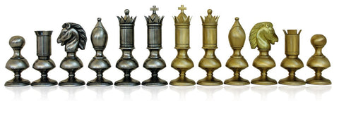 Luxury Italian Brass Chess Pieces Set, Gold & Silver Plated, 15cm King, Handmade