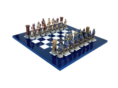 Crusaders vs Saracens Handmade Chess Set, Resin Pieces, Wood Board, Italy