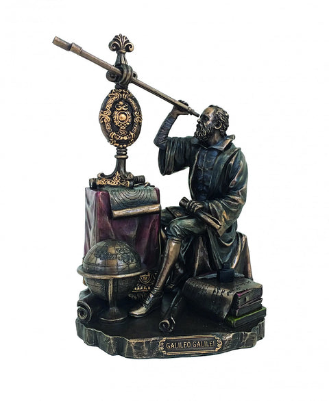Galileo Galilei Bronze Resin Statue 21cm – Italian Science Decor Gift