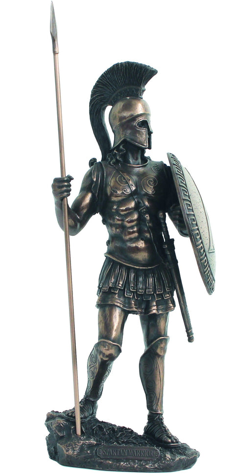 Spartan Warrior Statue with Spear, Bronze Resin, 36cm, Made in Italy Collectible