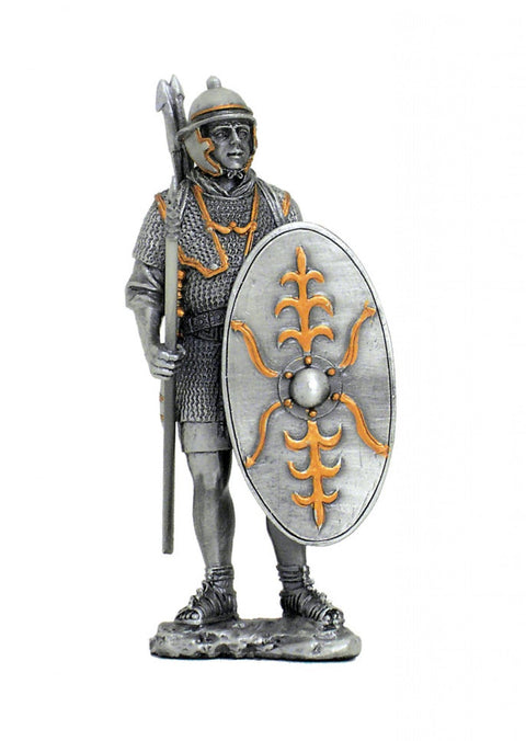 Hand-Painted Pewter Roman Soldier Figurine, 11cm, Made in Italy