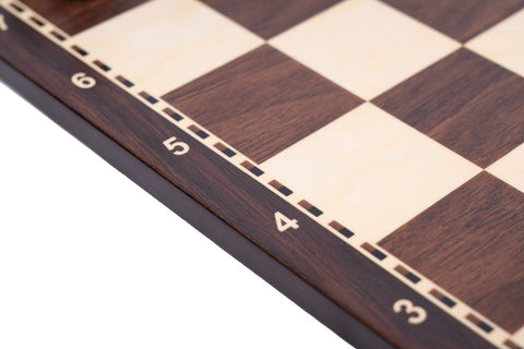 Walnut Style Wooden Chess Board with Coordinates, 50x50 cm, Made in Italy