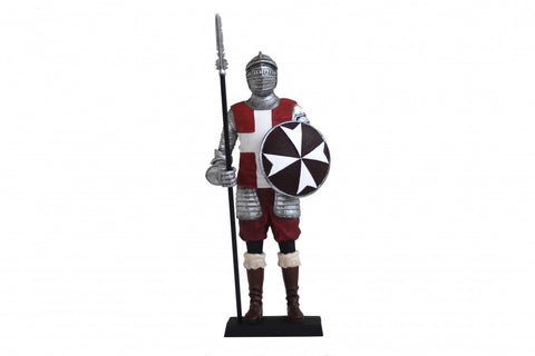 Templar Crusader Knight Statue 33cm – Hand-Painted Resin, Made in Italy