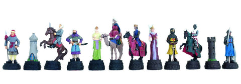 Hand-Painted Pewter Chess Set: Crusaders vs Saracens, Italian, 12.5cm King