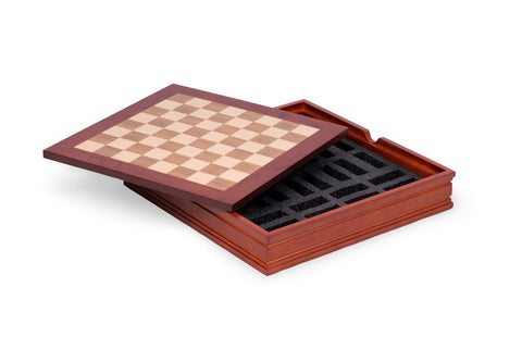 Walnut Maple Wooden Chess Board with Storage, 28cm, Made in Italy