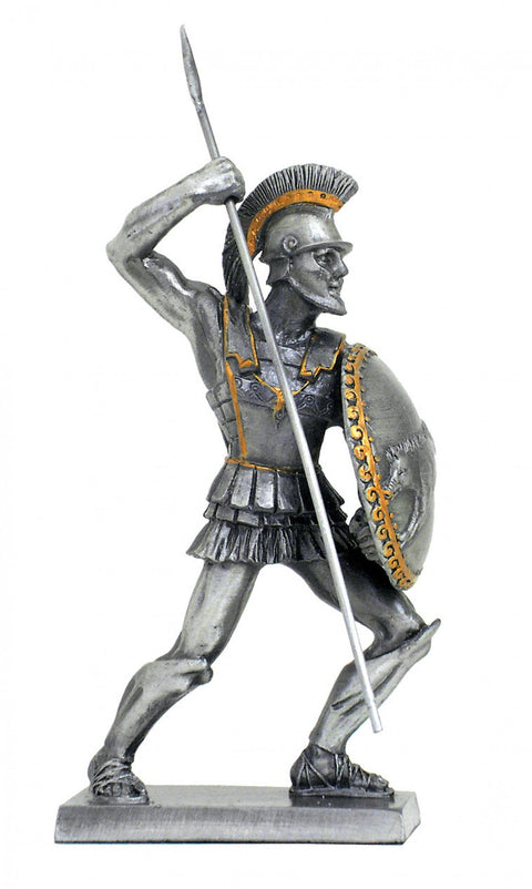 Spartan Warrior Tin Figurine, Hand-Painted 16cm Statue, Made in Italy