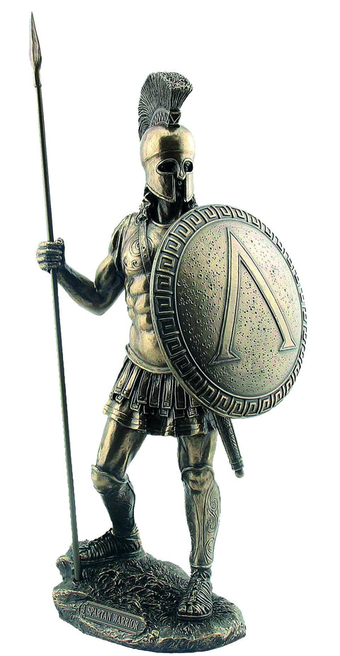 Spartan Warrior Statue with Spear, Bronze Resin, 36cm, Made in Italy Collectible