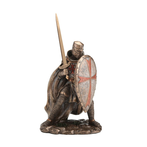 Templar Knight Statue 18cm Bronze Resin, Hand-Finished, Italian Made