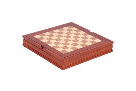 Walnut Maple Wooden Chess Board with Storage, 28cm, Made in Italy