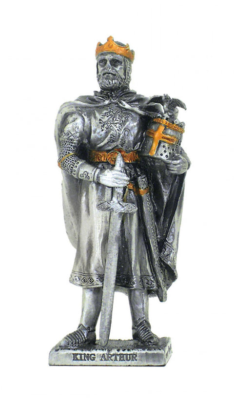 King Arthur Pewter Figurine 10cm Hand Painted Medieval Knight Collectible Italy