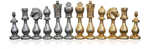 Classic Gold & Silver Metal Chess Pieces Set, Handmade Italian, King 10cm