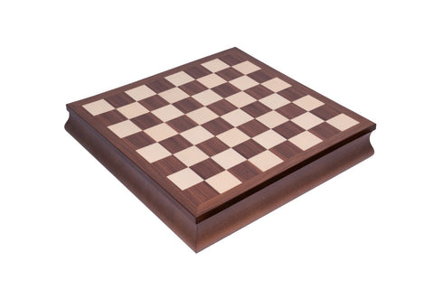 Walnut & Maple Chess Board with Storage, 36x36 cm, 4 cm Squares, Made in Italy
