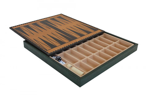 Italian Faux Leather Chess Board with Storage, Checkers & Backgammon, 35x35cm