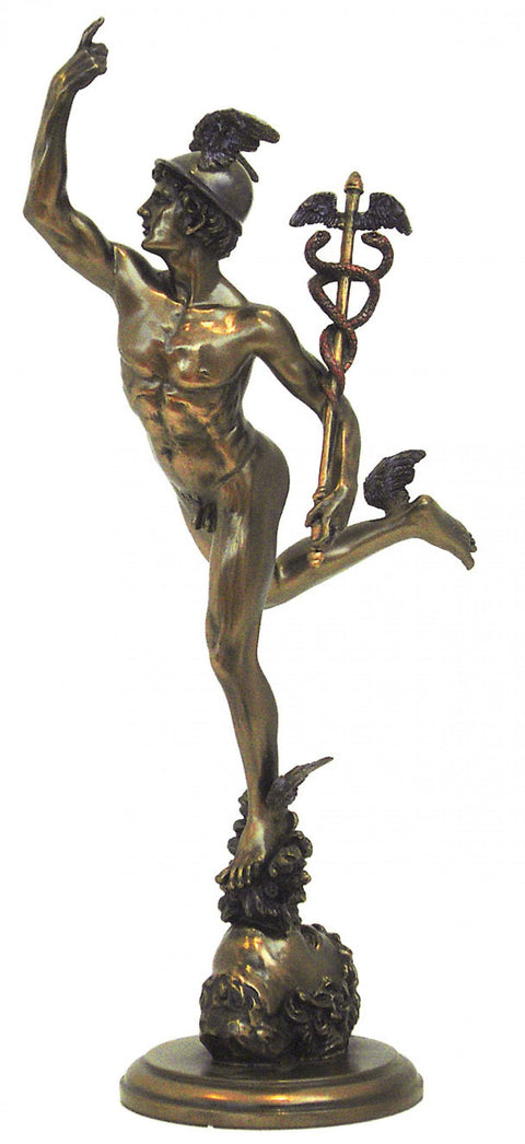 Giambologna Mercury Statue, Bronze-Finish Resin, 37cm Italian Sculpture