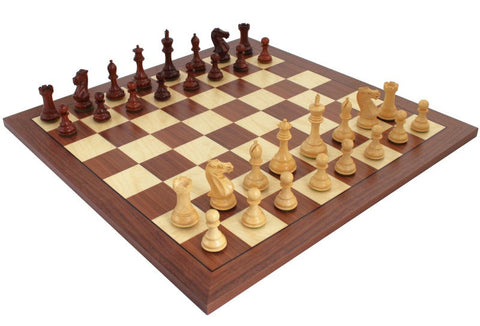 Handmade Wooden Chess Set with Maple & Walnut Board, Weighted Mahogany Pieces
