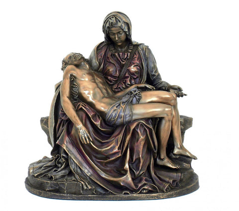 Michelangelo Pieta Statue, Bronze Resin, 26cm Italian Catholic Decor