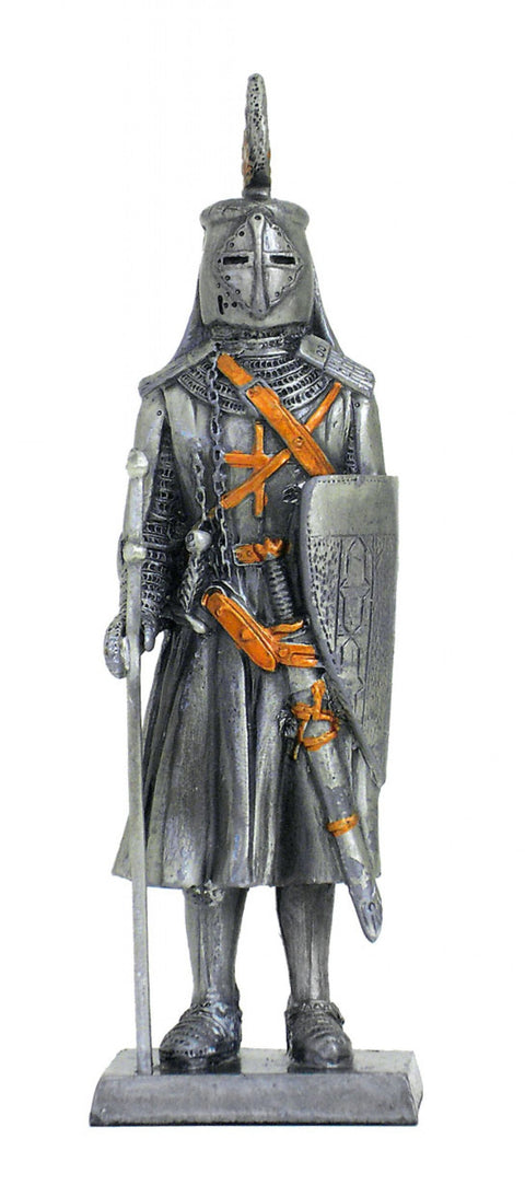Pewter Medieval Knight Figurine, 14th Century, Hand-Painted, 13cm, Italy
