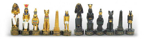 Ancient Egypt Chess Pieces Set, Hand-Painted Resin, 8cm King, Made in Italy
