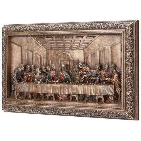 Last Supper Wall Plaque, Leonardo da Vinci Bronze Resin, Made in Italy