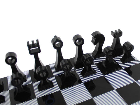 Modern Acrylic Chess Set, Black 24cm Board & Magnetic Storage, Made in Italy