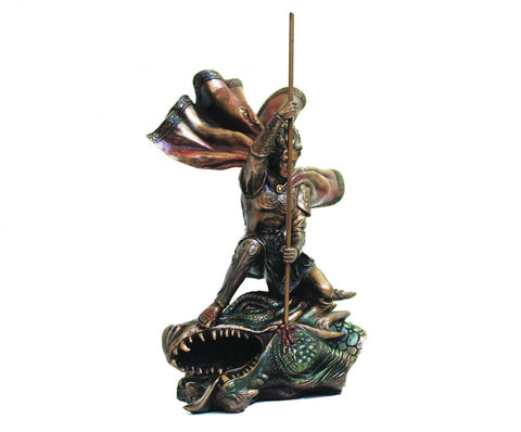 St. George Slaying Dragon Statue, Bronze Resin, 20x15x29 cm, Made in Italy