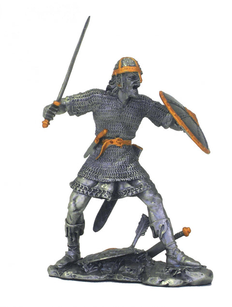 Pewter Viking Warrior Figurine, Hand-Painted 11cm, Made in Italy Gift