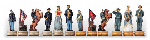 Civil War Chess Pieces Set, Hand-Painted Resin, 8cm King, Made in Italy