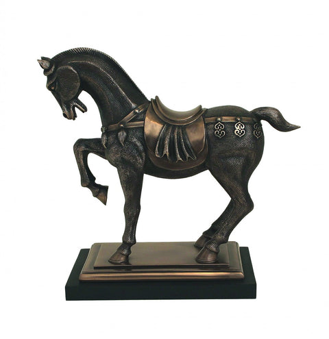 Bronze War Horse Statue — Italian Hand-Finished Resin Figurine, 26x13x24 cm