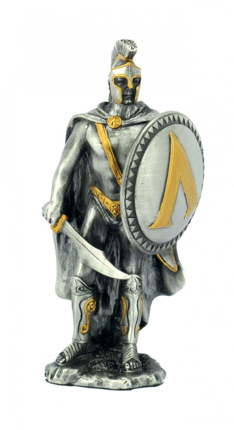 Historical Hand-Painted Tin Spartan Warrior Figurine, 11cm, Made in Italy