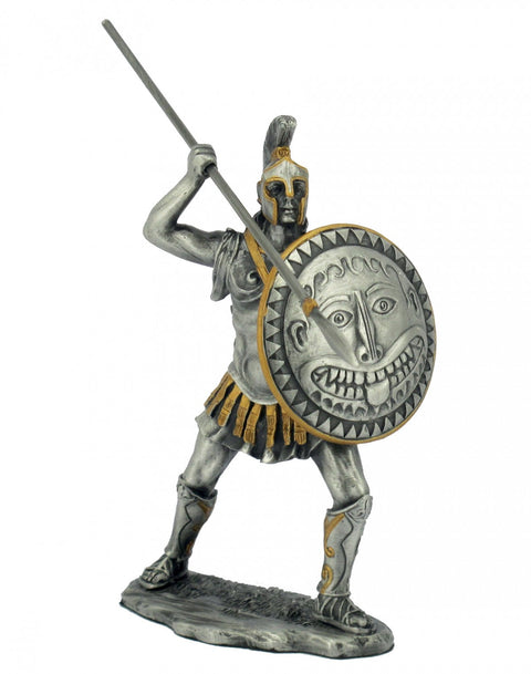 Spartan Warrior Tin Figurine, Hand-Painted 12cm Mini Statue, Made in Italy