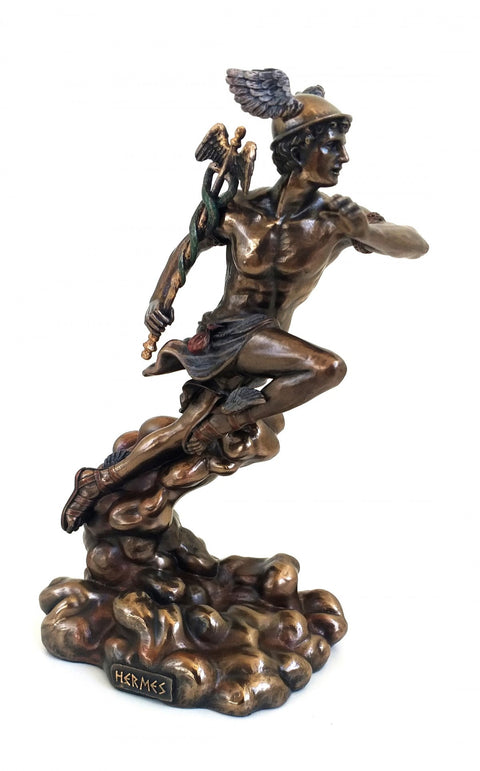 Hermes Statue 21cm – Bronze Resin Greek God Figurine, Handmade in Italy, Gift