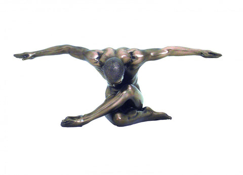 Bronze Resin Nude Male Statue Outstretched Arms Figurine 26x10x10cm Italian