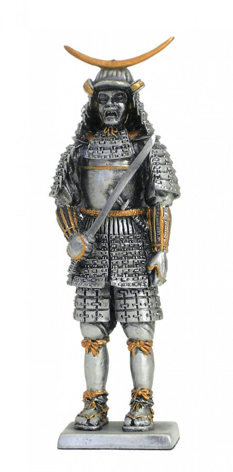 Samurai Figurine, Hand-Painted Tin Statue, 11cm, Made in Italy, Collectible Gift