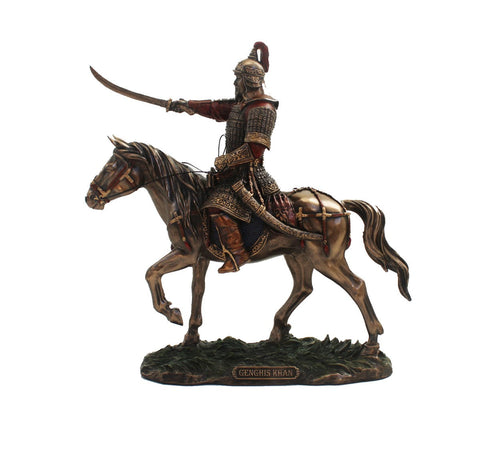 Genghis Khan Bronze Resin Statue, Hand-Finished Collectible Figurine