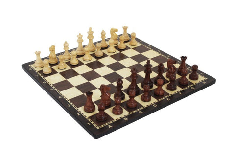 Walnut Wood Chess Set, Handmade in Italy, Weighted, Numbered Board