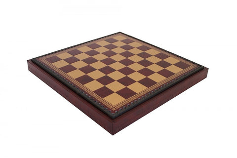 Gold Burgundy Faux Leather Chess Board with Storage, Checkers & Backgammon, 35cm