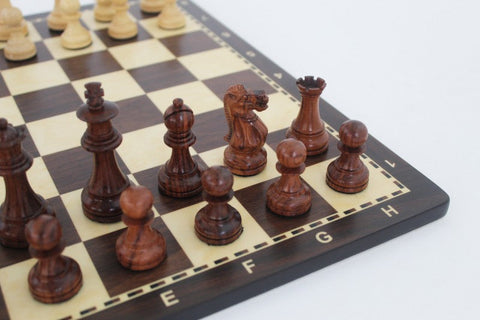 Walnut Wood Chess Set, Handmade in Italy, Weighted, Numbered Board