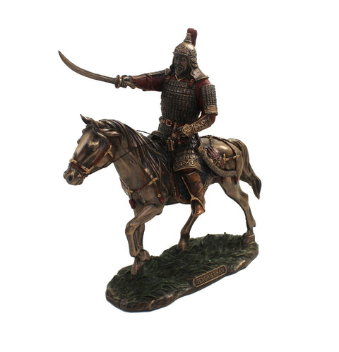 Genghis Khan Bronze Resin Statue, Hand-Finished Collectible Figurine