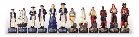 Pirate Chess Pieces Set, Hand-Painted Resin, 8cm King, Made in Italy