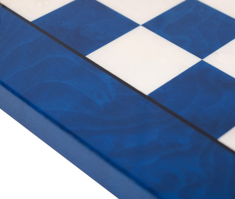 Handmade Blue & White Wood Chess Board 42cm, Italian, 4cm Squares