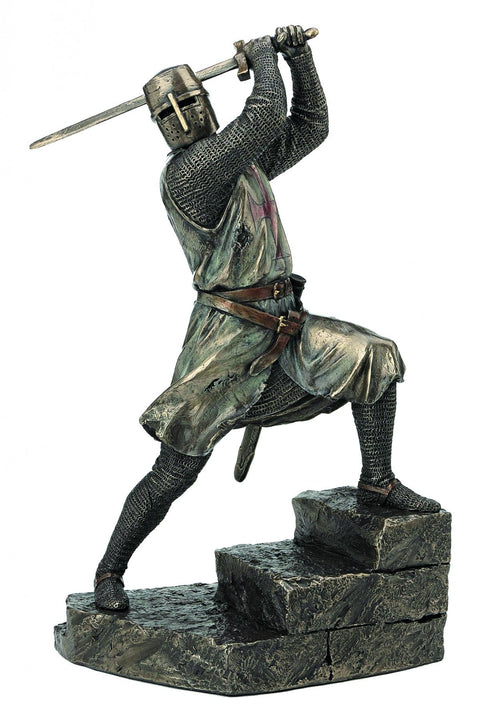 Medieval Crusader Knight Statue, Bronze Resin, 31cm, Made in Italy