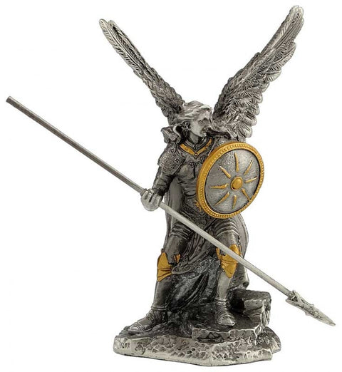 St. Raphael Archangel Pewter Statue, Hand-Painted Figurine, 10cm, Made in Italy