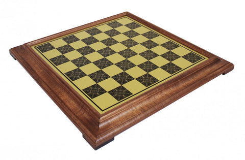 Handmade Wooden Chess Board, Brass Effect, 52 cm, 4.8 cm Squares, Italy